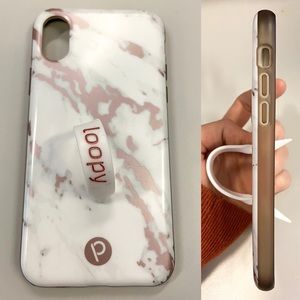iPhone X Rose Marble Loopy Case